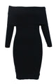 Sexy Black Mini Knit Jersey Off Shoulder Dress