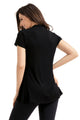 Sexy Black Mock Neck Cut out Short Sleeve Top