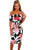 Sexy Black Multi Floral Bardot Bodycon Midi Dress