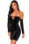 Sexy Black Off Sholder Long Sleeve Velvet Panels Lace up Dress