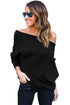 Sexy Black Off Shoulder Bat Long Sleeves Loose Fit Sweater