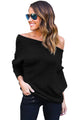 Sexy Black Off Shoulder Bat Long Sleeves Loose Fit Sweater