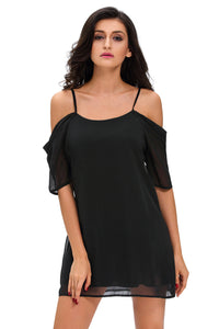 Sexy Black Off Shoulder Chiffon Mini Dress