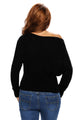 Sexy Black Off Shoulder Lightweight Chunky Sweater