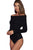 Sexy Black Off Shoulder Ribbed Knit Long Sleeve Bodysuit