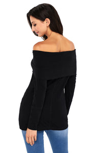 Sexy Black Off The Shoulder Long Sleeve Top