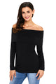 Sexy Black Off The Shoulder Long Sleeve Top