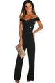 Sexy Black Off The Shoulder Wide Leg Jumpsuit