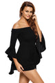Sexy Black Off-shoulder Frill Sleeve Playsuit