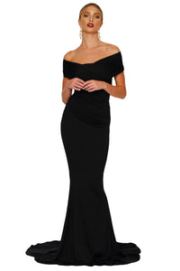 Sexy Black Off-shoulder Mermaid Wedding Party Gown