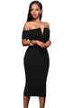 Sexy Black Off-the-shoulder Midi Dress