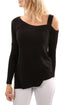 Sexy Black One Shoulder Long Sleeve Top with Slit