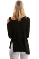 Sexy Black One Shoulder Long Sleeve Top with Slit
