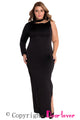 Sexy Black One Sleeve High Slit Plus Maxi Dress