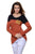 Sexy Black Orange Color Block Patch Insert Long Sleeve Blouse Top
