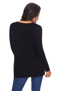 Sexy Black Oversize Fit Pocket Sweater Tunic