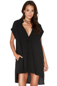 Sexy Black Oversize Shirt Style Beach Cover Up