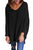 Sexy Black Oversized Long Sleeve Knitted V-Neck Sweater