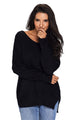 Sexy Black Oversized Long Sleeve Knitted V-Neck Sweater