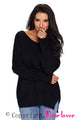 Sexy Black Oversized Long Sleeve Knitted V-Neck Sweater