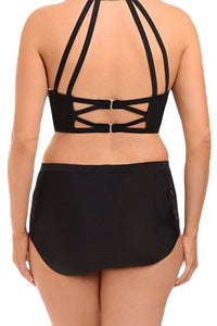 Sexy Black Patterned Mesh Insert Plus Size Swimwear