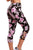 Sexy Black Pink Floral Print Crisscross Detail Leggings