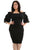 Sexy Black Pleated Shoulder Plus Bodycon Dress