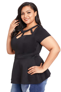 Sexy Black Plus Size Caged Top