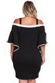 Sexy Black Plus Size Cold Shoulder Bell Sleeve Bodycon Dress