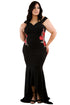 Sexy Black Plus Size Embroidery Floral Mermaid Maxi Dress
