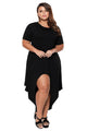 Sexy Black Plus Size Hi-Lo Slit Jersey Knit Maxi Dress