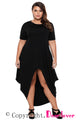 Sexy Black Plus Size Hi-Lo Slit Jersey Knit Maxi Dress