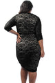 Sexy Black Plus Size Laced Overlay High Low Dress