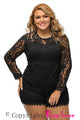 Sexy Black Plus Size Long Sleeve Lace Romper