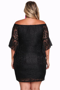 Sexy Black Plus Size Off Shoulder Lace Bodycon Dress
