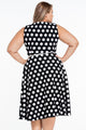 Sexy Black Plus Size Polka Dot Bohemain Print Dress with Keyholes
