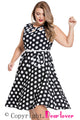Sexy Black Plus Size Polka Dot Bohemain Print Dress with Keyholes