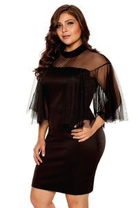 Sexy Black Plus Size Semi-sheer Dress
