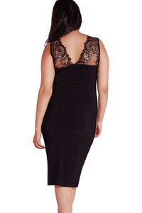 Sexy Black Plus Size Slinky Lace Ruched Dress