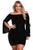 Sexy Black Plus Size Velvet Off Shoulder Bell Sleeve Dress