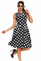 Sexy Black Polka Dot Bohemain Print Dress with Keyholes