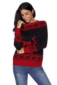 Sexy Black Red Reindeer In The Snow Christmas Jumper