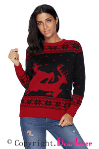 Sexy Black Red Reindeer In The Snow Christmas Jumper