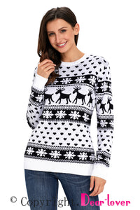 Sexy Black Reindeer and Snowflake Knit Christmas Sweater