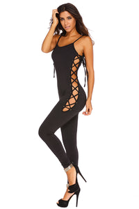 Sexy Black Reveal Assets Lace-up Jumpsuit