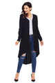 Sexy Black Ribbed Hi Low Long Cardigan with Pockets