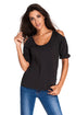 Sexy Black Round Neck Cold Shoulder Oversize Top