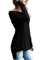 Sexy Black Ruched Off Shoulder Long Sleeve Top
