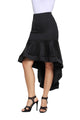 Sexy Black Ruffle Hemline Splice High Low Skirt