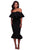 Sexy Black Ruffle Off Shoulder Mermaid Midi Party Dress